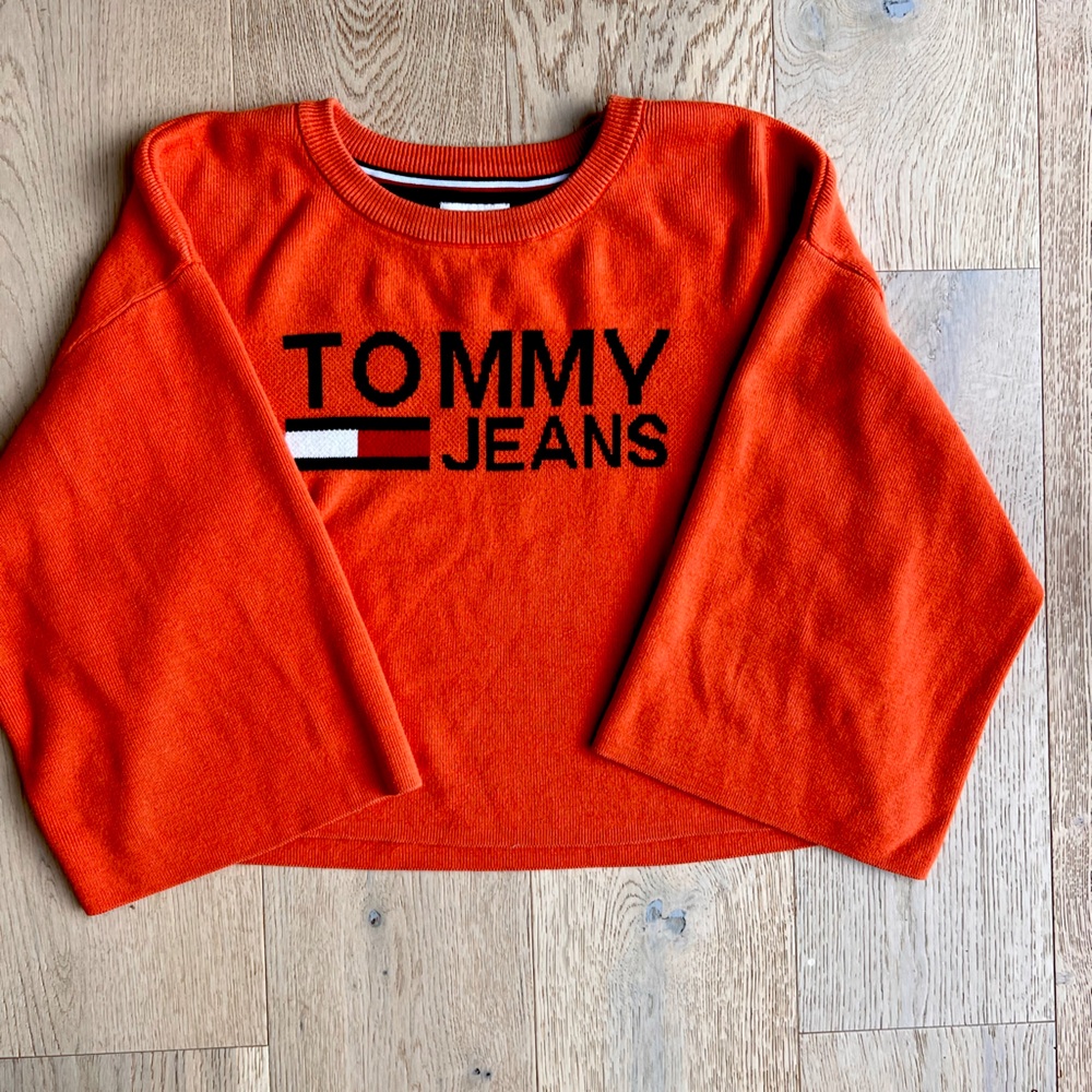 Tommy Hilfiger | Tommy Jeans Orange Knit Sweater Size: M Wide Sleeve